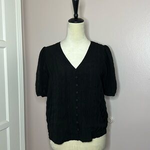 Small Nearly New Madewell black V neck Button blouse.